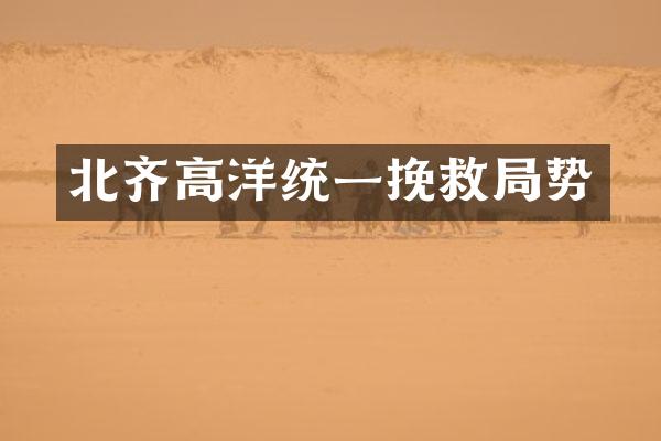 北齐高洋统一挽救局势