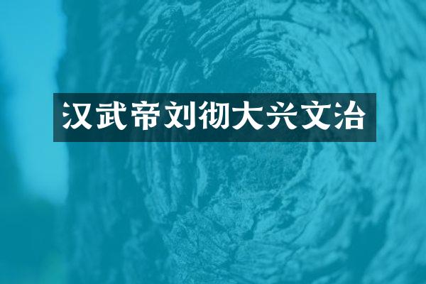 汉武帝刘彻大兴文治