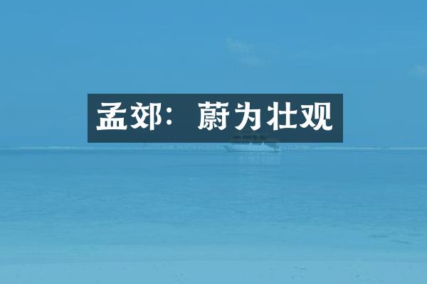孟郊：蔚为壮观