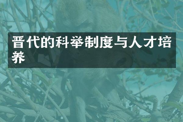 晋代的科举制度与人才培养