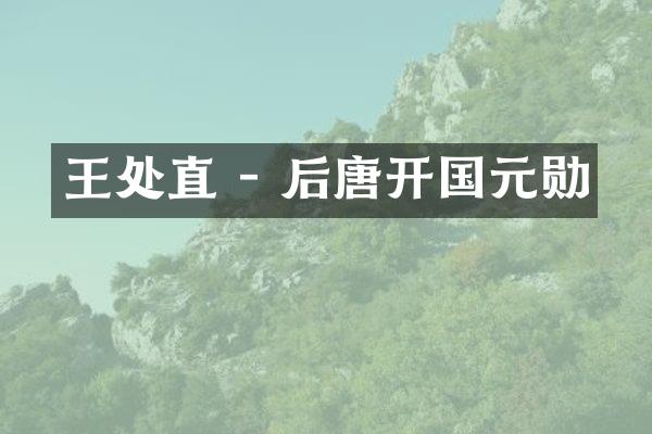 王处直 - 后唐开国元勋