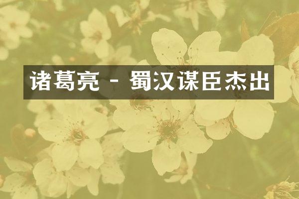 诸葛亮 - 蜀汉谋臣杰出
