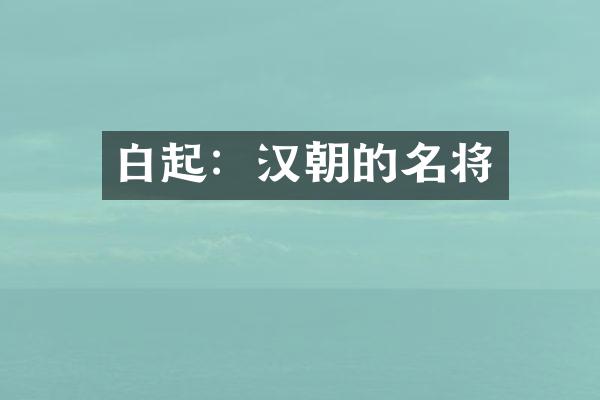 白起：汉朝的名将