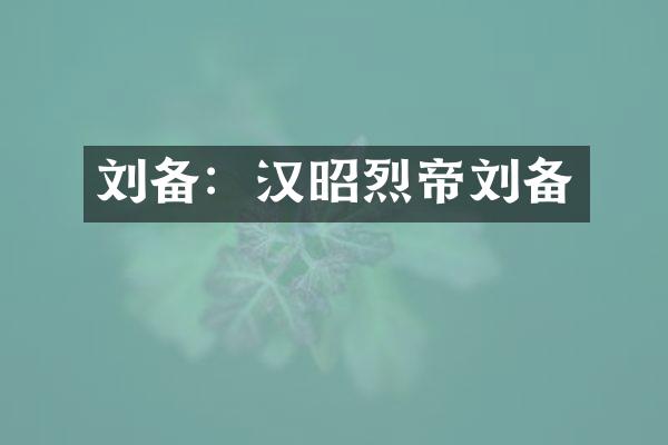 刘备：汉昭烈帝刘备