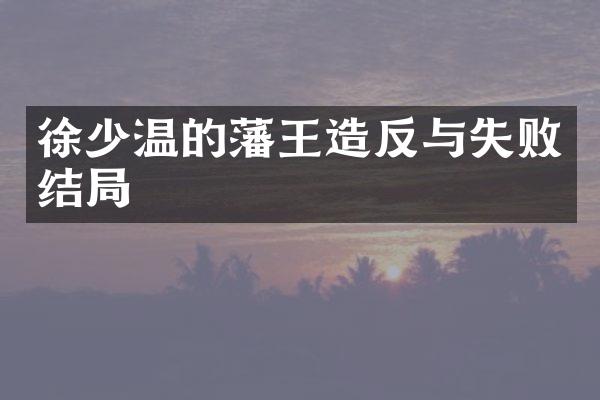 徐少温的藩王造反与失败结局