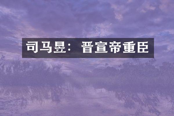 司马昱：晋宣帝重臣