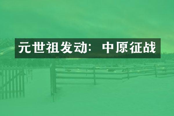 元世祖发动：中原征战