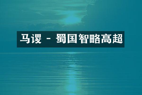 马谡 - 蜀国智略高超