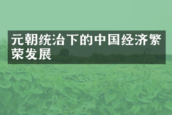 元朝统治下的中国经济繁荣发展