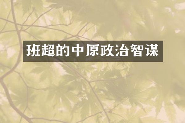 班超的中原政治智谋