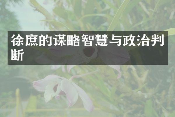 徐庶的谋略智慧与政治判断