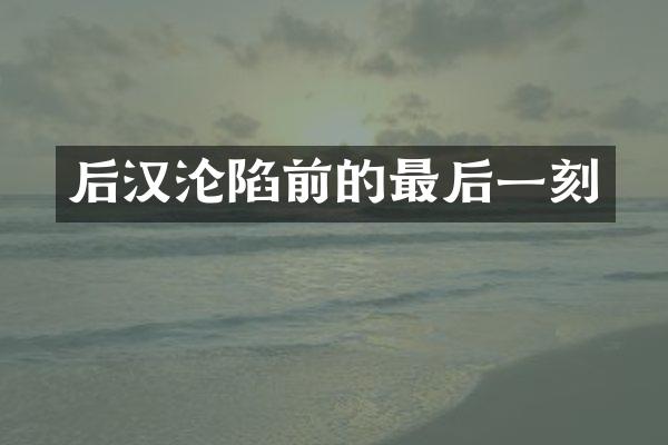 后汉沦陷前的最后一刻