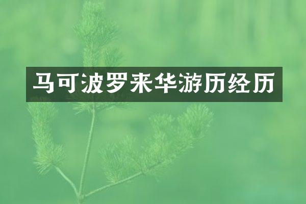马可波罗来华游历经历