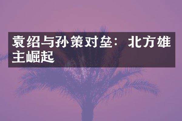 袁绍与孙策对垒：北方雄主崛起