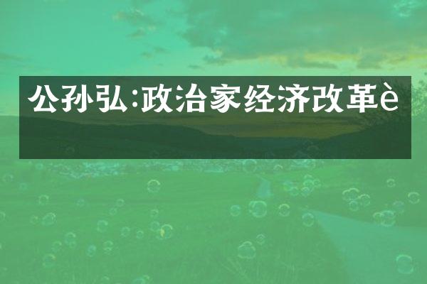 公孙弘:政治家经济改革者