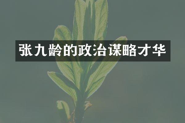 张九龄的政治谋略才华