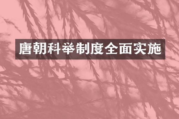 唐朝科举制度全面实施