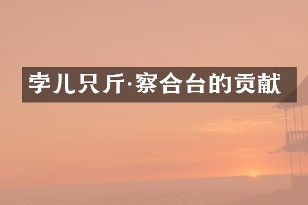 孛儿只斤·察合台的贡献