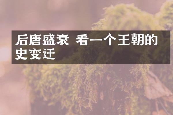 后唐盛衰 看一个王朝的历史变迁