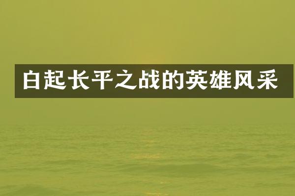 白起长平之战的英雄风采