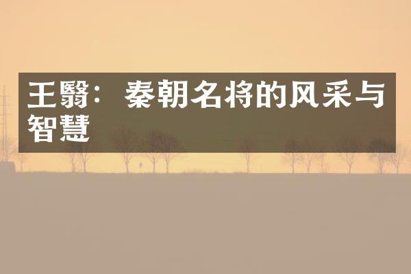 王翳：秦朝名将的风采与智慧
