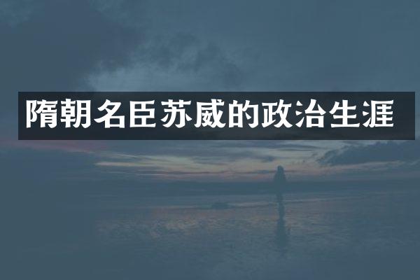 隋朝名臣苏威的政治生涯