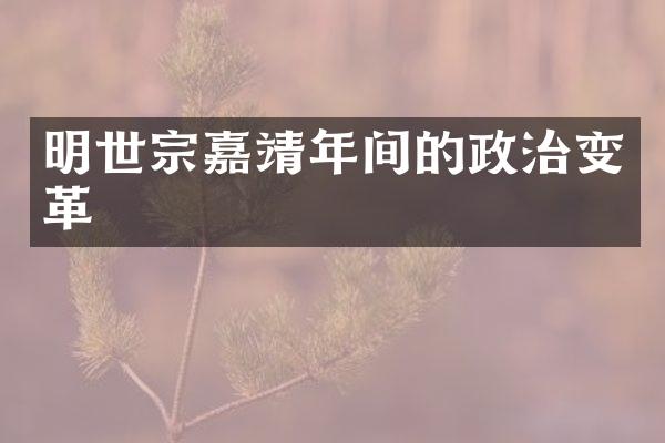 明世宗嘉靖年间的政治变革