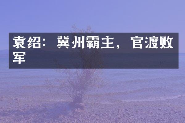 袁绍：冀州霸主，官渡败军
