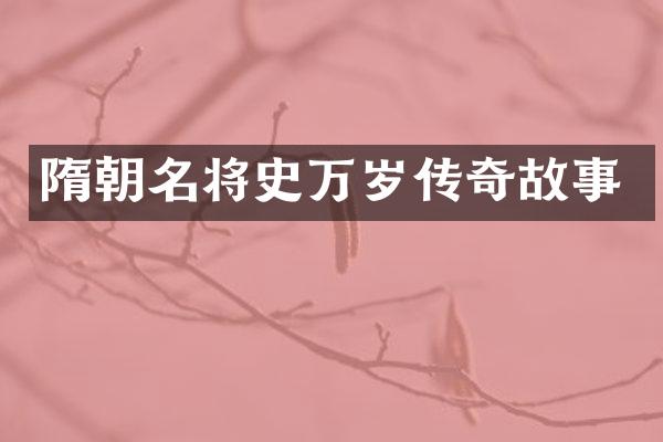 隋朝名将史万岁传奇故事