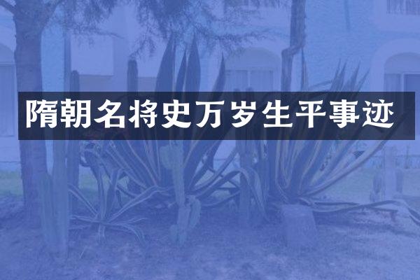 隋朝名将史万岁生平事迹