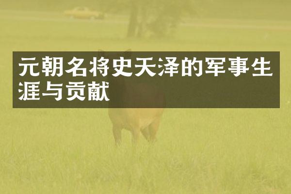 元朝名将史天泽的军事生涯与贡献