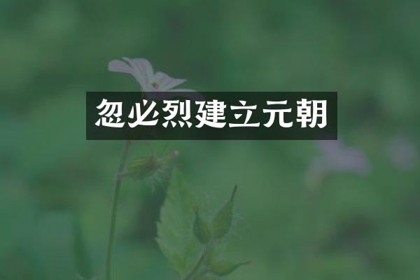 忽必烈建立元朝