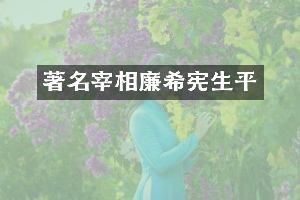 著名宰相廉希宪生平