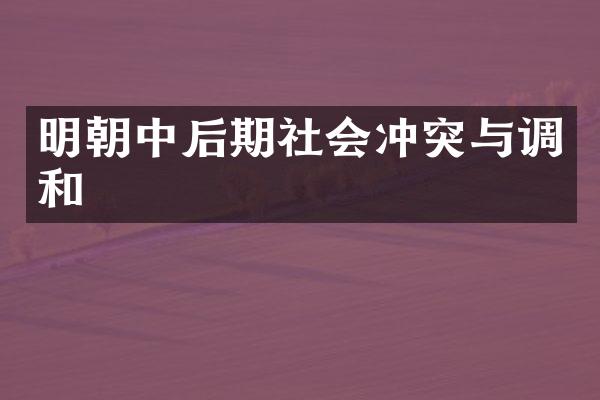 明朝中后期社会冲突与调和