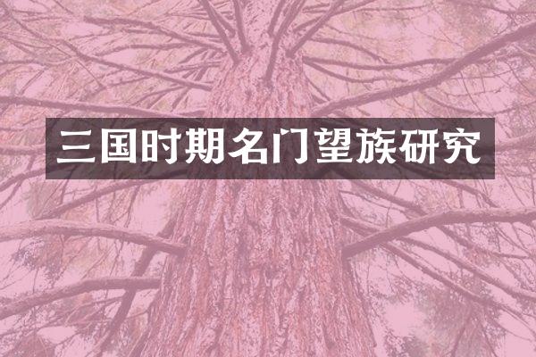 三国时期名门望族研究