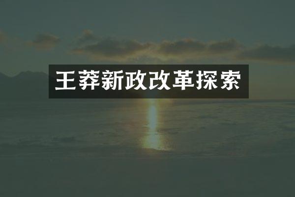 王莽新政改革探索