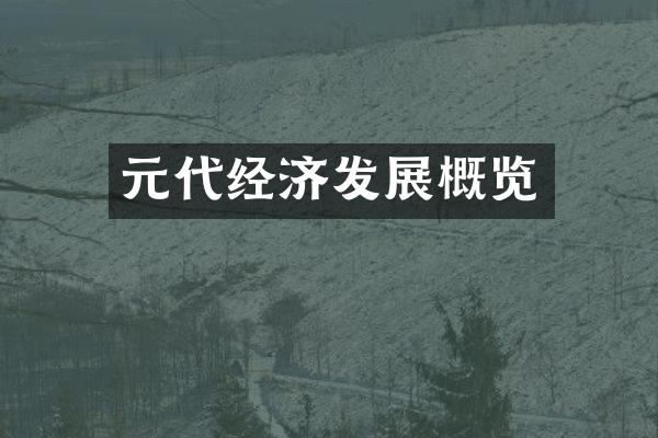 元代经济发展概览