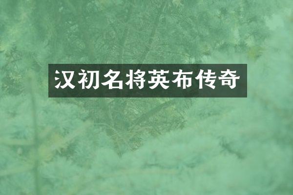 汉初名将英布传奇