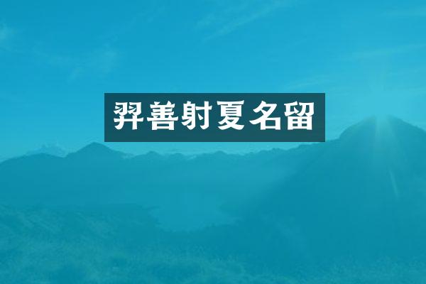 羿善射夏名留