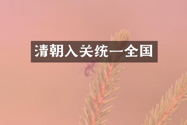 清朝入关统一全国