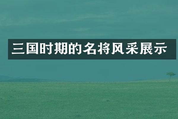 三国时期的名将风采展示
