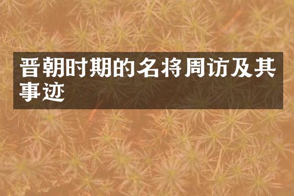 晋朝时期的名将周访及其事迹
