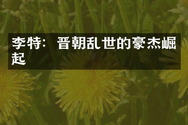 李特：晋朝乱世的豪杰崛起