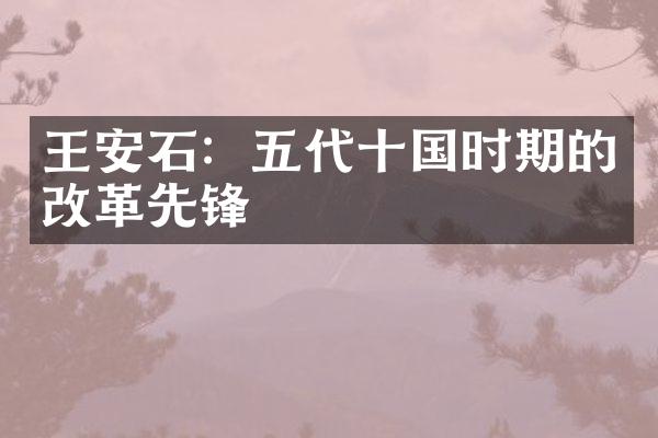 王安石：五代十国时期的改革先锋