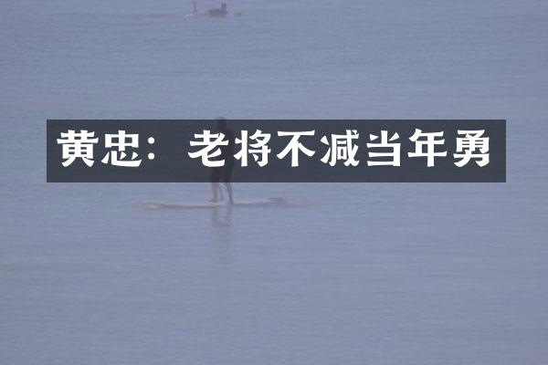 黄忠：老将不减当年勇