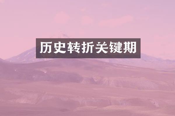 历史转折关键期