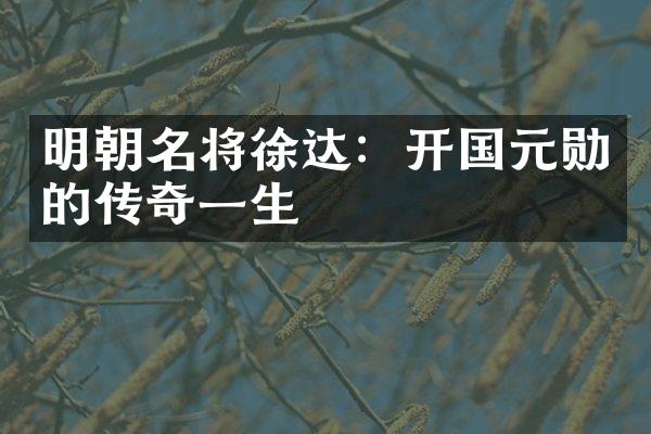 明朝名将徐达：开国元勋的传奇一生