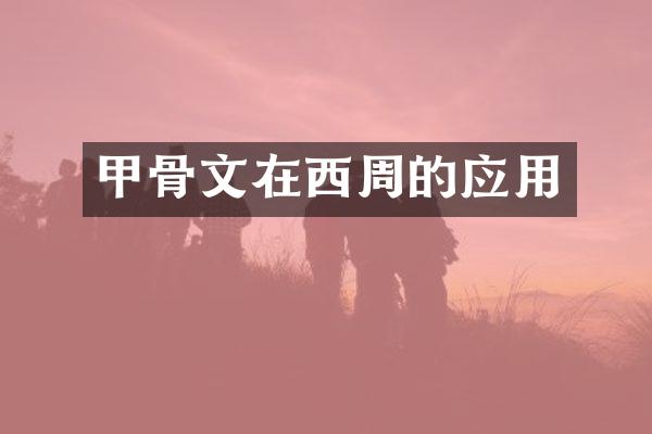 甲骨文在西周的应用