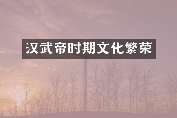 汉武帝时期文化繁荣
