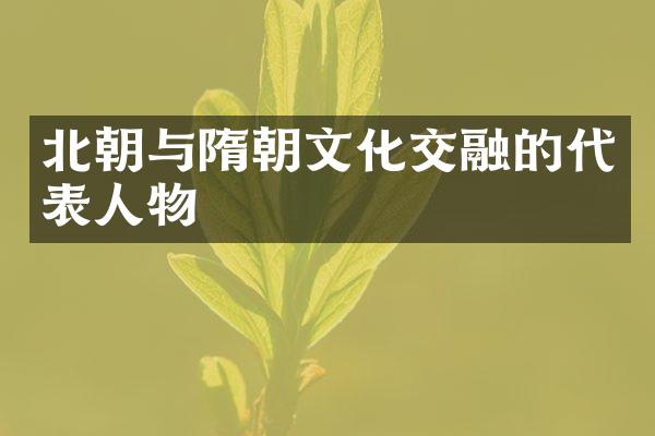 北朝与隋朝文化交融的代表人物